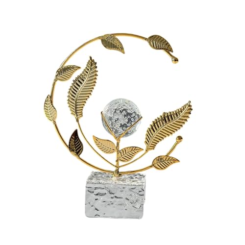LOVIVER Boule décorative en verre et métal avec socle, style moderne et élégant, idéale pour un meuble TV, un café ou un salon. Parfaite comme cadeau de,...