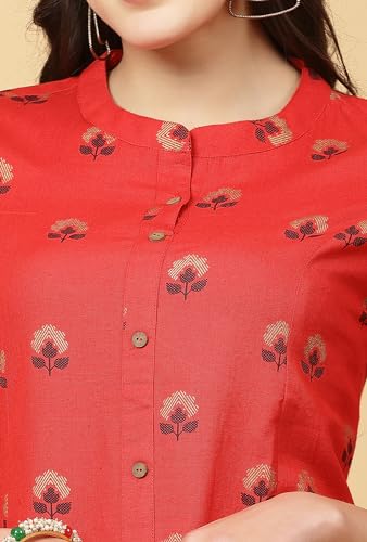 Image of Pistaa's Women's Cotton Relaxed Fit A Line Kurta