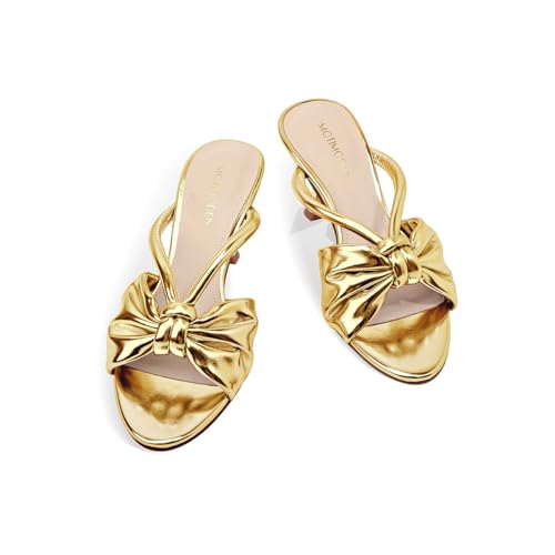 Women's Bow Heeled Sandals Kitten Heel Bowknots Slip On Open Round Toe Low Heels Sandals for Women Dressy Shoes Work Home Party Concert3