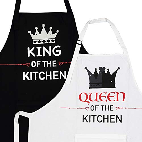 2-Piece Kitchen Apron Set - The King and Queen of The Kitchen