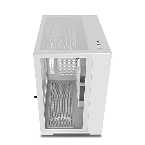 Image of Ant Esports Crystal XL Mid-Tower Computer Case /Gaming Cabinet - White | Support ATX, Micro-ATX, Mini-ITX