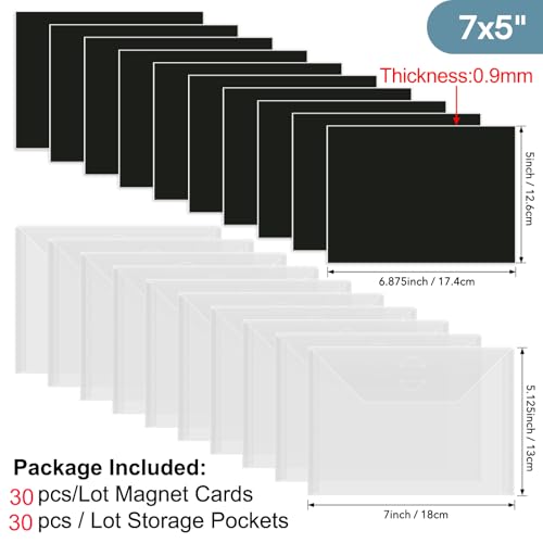 Image of 60PCS Dies & Stamps Storage Pockets and Magnet Sheets,0.9mm Thickness Magnetic Sheets for Dies Storage,7X5inch Craft Die Storage Envelopes,Magnetic Die Storage, Stamp and Die Storage Pockets