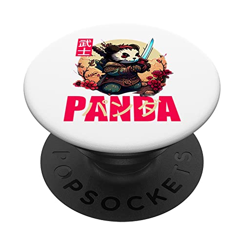 Add Samurai Panda to Japan Art. PopSockets Swappable PopGrip, Black