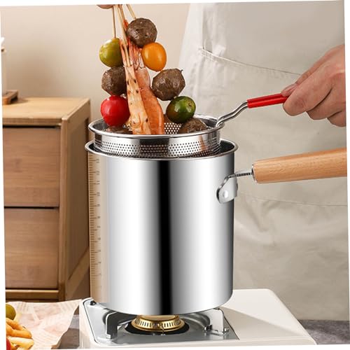 Frittierfitcyer Pot mit Korb und Tong 3L -Griff aus Edelstahl -Chip -Friteuse mit geschmittertem Glasdeck – Bild 3