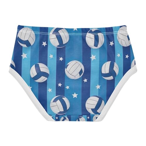 Volleyballs Blue Stripes Toddler Girl Undies, Cotton Underwear for Girls, 2T–8 Years2