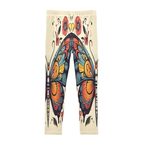 Toddler Girls Leggings Printed Yoga Pants Leggings Butterfly Orange Floral for Kids2