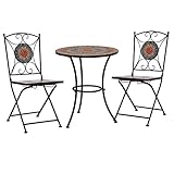  CANLAY Set Mesa y sillas bistró 3 Piezas, Jardin Muebles Exterior Terraza, Conjunto Mesa Y Sillas Jardin, Set De Jardín, Muebles Terraza, Mosaico cerámica Naranja/Gris