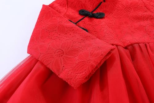 LittleSpring Girls Long Sleeve Qipao Dress Festive Cheongsam Chinese New Year Dresses4