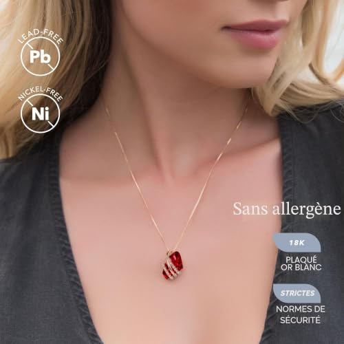 Leafael Collier Cadeau Saint-Valentin pour Femme, Pendentif Souhaiter Pierre de Naissance avec Cristal, Bijou pour Elle, Maman ou Épouse, Plaqué Or Rose 18K / Argenté, Chaîne 18 + 2" – vue 2