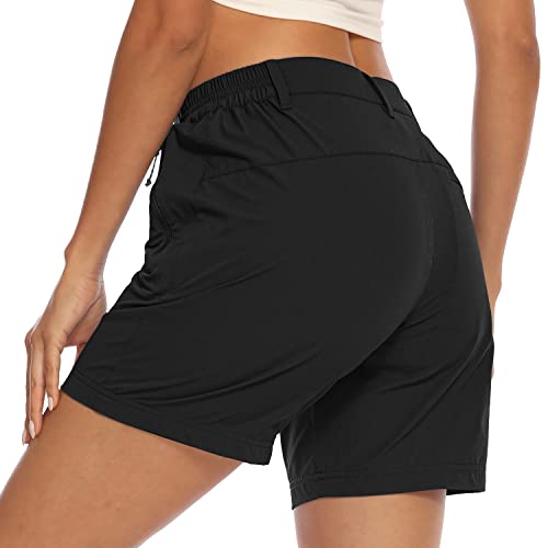 Tbmpoy Women's Hiking Cargo Shorts Quick Dry With Pockets Lightweight Work Golf Short Outdoor Active Summer For Women Black L #TOP1