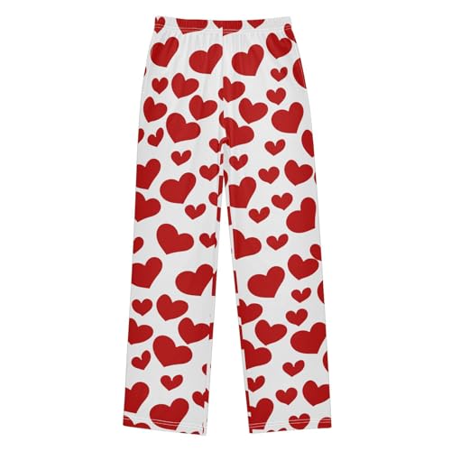 Love Heart Boys Long Pants Soft Trousers Elastic Waist Kids Lounge Bottoms with Pockets S-XL