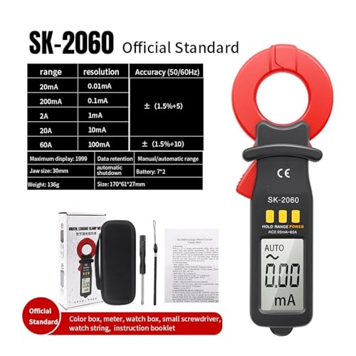 Multímetro Amperímetro Pinza Digital Auto Rango Medidor de Corriente AC 0.05mA-60A Detector de Corriente de Fuga miniatura 3