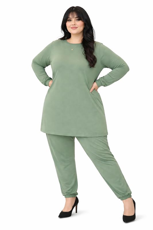 Women's Round Color Two-Piece Set | Long Sleeve Top & Wide Leg Pants Co-ord Set |and Big Size Casual Wear Co ord Set-picture-17