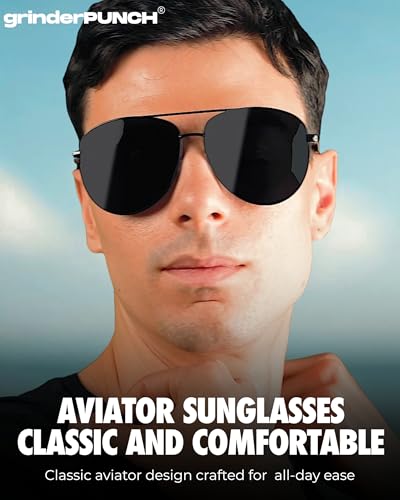 grinderPUNCH XL Extra Large All Black Aviator Sunglasses 62mm Dark Lenses2