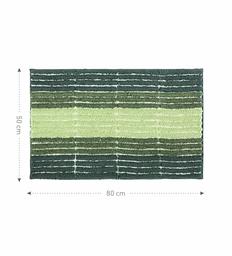 Image of Obsessions Soft & Plush Bath Mat | Quick Dry, Stain & Skid Resistant | Luxuriously Soft, Long Lasting Color | TPR Latex Backing, Size 50x80 cm, Light Green & Dark Green