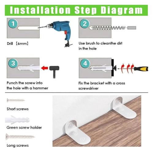 Fijación de muebles 4 Uds. anclajes antivuelco para pared y hogar 6