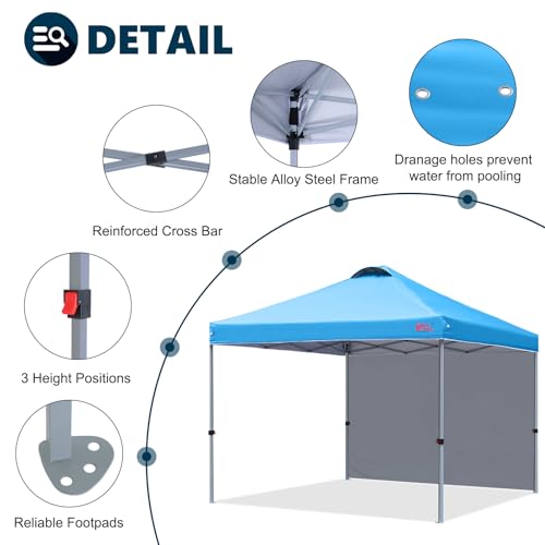 Image of MASTERCANOPY 10x10 Durable Pop Up Canopy Tent with 1 Sidewall, Sky Blue