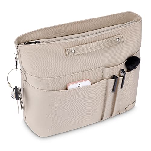 Hyfanstr Purse Organizer Insert For Handbags,Tote Bag Organizer Insert Zipper Bag For Women, Handbag Organizer Inside Liner With 15 Pockets, Beige L #TOP5