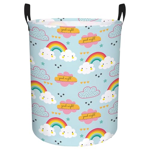 Image of Rainbow Laundry Hamper - Stylish Nursery Hamper for Girls, Large Capacity & Collapsible Design, Perfect for Kids Room Decor, Toy Storage, and Baby Girl Gifts (B)