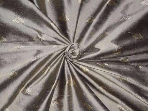 Tissu en soie Dupion Jacquard noir et or DUPSJ5 de haute qualité