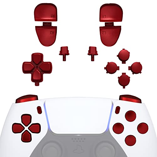 eXtremeRate Replacement D-pad R1 L1 R2 L2 Triggers Share Options Face Buttons, Scarlet Red Full Set...