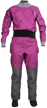 Dry Suit For Women, With Latex Gasket Paddling Drysuit in Cold Water, 4-Layer Breathable Waterproof Fabric Kayak Drysuit with Latex on Neck and WristPurple,Small