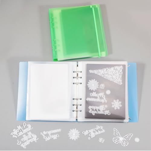 Image of UNIMEIX 24 Pcs Magnetic Sheets for Die Storage with Blue and Green Binder Covers, Stamp and Die Storage Pockets Storage for Card Making Supplies(0.8 mm Thickness)