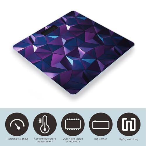 Báscula digital corporal Purple Geometric con pantalla LCD grande miniatura 3
