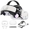 LUMYSPACE VR Accessory Set Compatible with Quest 2 Accessories Protective Cover, Adjustable Head Strap, Controller Grip Cover, Silicone Face Cover, VR Shell Cover(White)