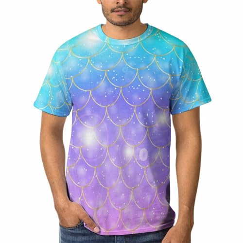 T-shirts à col rond homme anti-déformation à motif écaille de sirène