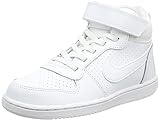 Hohes Profil-Design Nike Court Borough Mid (Psv)-870026, Jungen Basketballschuhe, Weiß (White / White 100), 33.5 EU