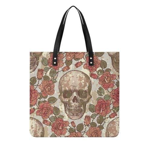 Sac shopping crâne vintage rose pour femmes de 39x39cm