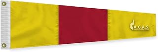 AGAS No 10 Pennant Code of Signals - 16 In x 3 Ft - Printed 200 Nylon - Quadruple Stitched Edges - Solid Brass Grommets Canvas Heading - Number 10 Signal Flag - Size 2.