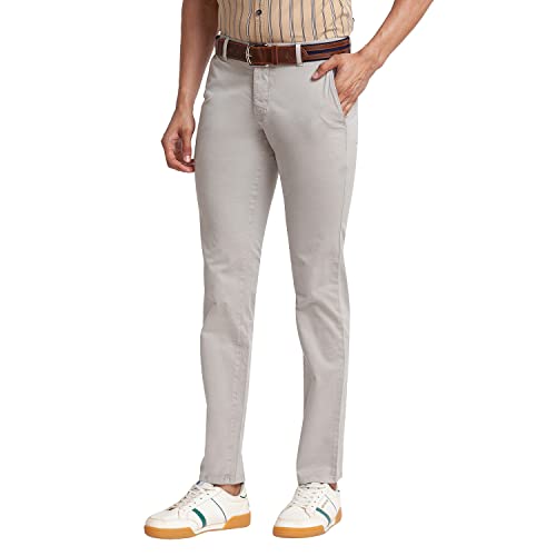 Image of Parx Men's Cotton Blend Solid Pattern Low Rise Tapered Fit Flat Front Casual Trouser