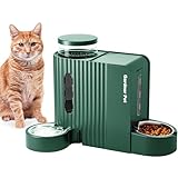 Gardner Pet 一体型 猫用自動給餌器2.2L＆自動給水器3L 2in1 一体型 ペット用 オールインワン フードディスペンサー＆ウォーターディスペンサー ステンレス製 大容量 丸洗い可能 犬 猫 小型犬 中型犬 犬猫兼用 留守番 旅行用(浅いグリーン)