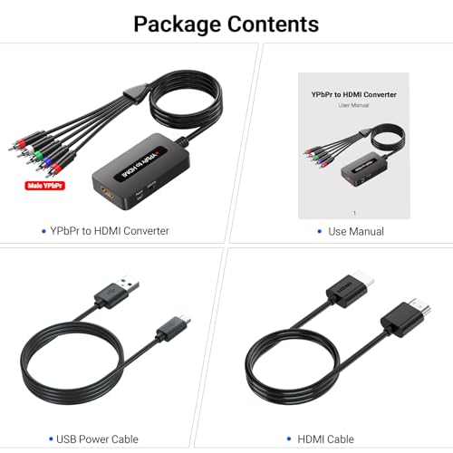 1080P Component to HDMI Converter, YPbPr to HDMI Adapter with Male YPbPr Connector - for Connecting DVD/STB with Female Component Output to HDTVs
