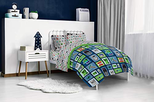 Image of Minecraft Creeper Twin Comforter Set 4 Piece Kids Bedding for Boys, Multi | Zombie, Bed in a Bag, Comforter Sheets Pillowcase, Official Product, Soft Microfiber, Machine Washable, Boys Gift