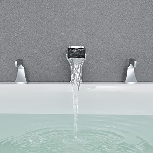 Artiqua Tub Faucet Roman Waterfall Tub Filler Chrome Deck Mount Bathtub Faucets 3 Hole Brass Bathroom Faucets With 2 Handles #TOP5