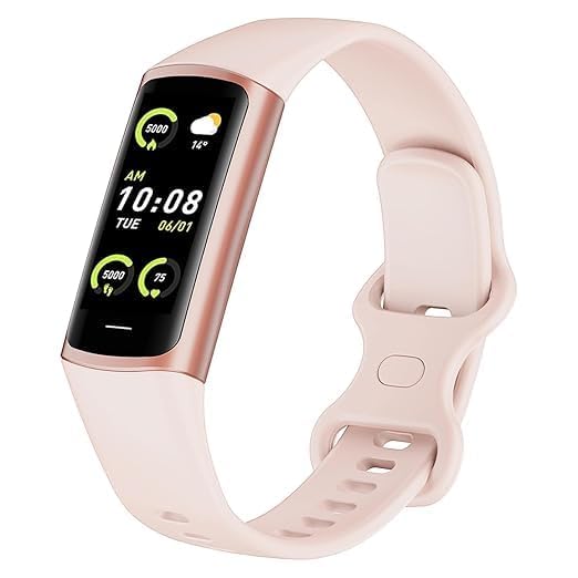 Image of Cubonic C68 Smart Fitness Watch with 1.1 inch AMOLED Display, Heart Rate & Sleep Monitor, 25 Sport Modes, Call Alerts, Blood Oxygen Tracker, IP67 Waterproof, USB Charging - Pink