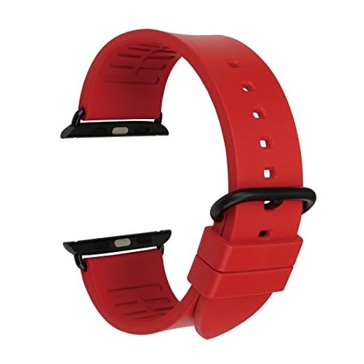 MAIKES Kompatibel med Apple Watch Band 44 mm 40 mm 42 mm 38 mm, Fluoro gummi klockarmband ersättning för Apple iWatch serie 4 3 2 1 Sport, Edition (band för Apple Watch 38 mm, ros+svart spänne)