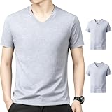 [Ｋａｙｉｙａｓｕ] インナーシャツ メンズ Vネック Tシャツ 綿100% 半袖 抗菌防臭加工 吸汗速乾 肌触り 2/5枚組 オールシーズン 下着 肌着 高伸縮生地(L グレー(2枚組))