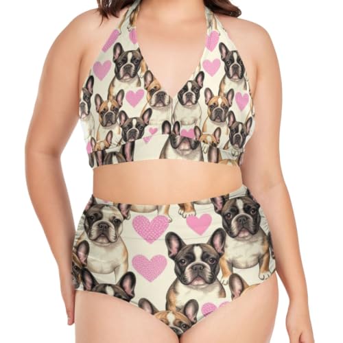Maillot de bain deux pièces pour femme L-4XL grande taille galbant blush Frenchie
