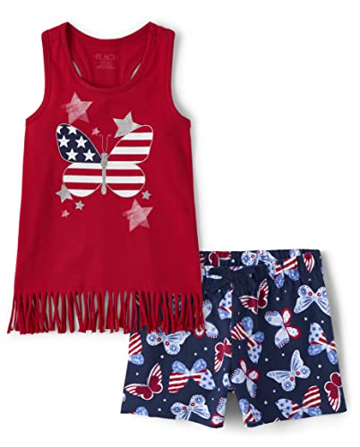 The Children's Place Toddler Girls Sleeveless Tank Top And Shorts, 2 Pc Set, American Butterfly, Medium #TOP21