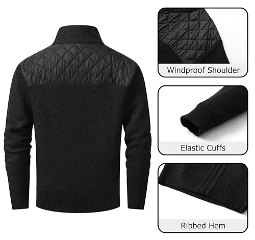 Vcansion Men's Classic Cardigan Sweaters Stand Collar Slim Fit Casual Knitted Sweater3