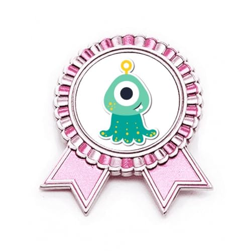 Broche cyclops monstre rose en métal style médaille de prix
