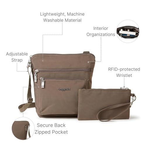 Image of Baggallini Pocket Crossbody Bags for Women 8x8 Small Lightweight Durable Water-resistant Travel Purse W /Rfid