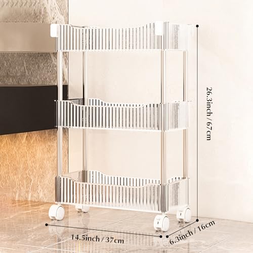 Chariot utilitaire en acrylique transparent à 3 niveaux avec roulettes - 2