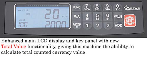 Gstar Money Counter With Uv/Mg/Ir Counterfeit Bill Detection Plus External Display With Warranty, American Brand, American Seller (1200 Notes/Min. & Total Value Count Function) #TOP3