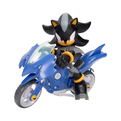 Coffret Figurine articulée DC x Sonic Shadow en Batman et Batcycle, Jakks Pacific, Comprenant Une Figurine Shadow de 12,7cm & Un véhicule interactif avec...