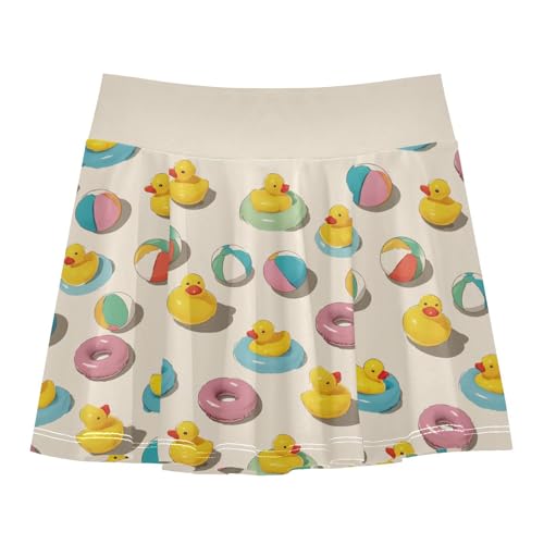 Girls Skorts High Waist Athletic Skirts with Shorts Rubber Duck Stretchy Teens Performance Tennis
